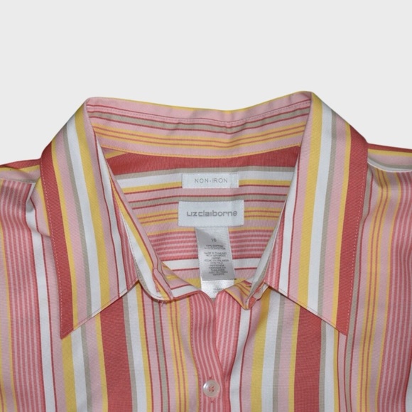 Liz Claiborne Striped Non-Iron Button Down Shirt - Picture 5 of 6
